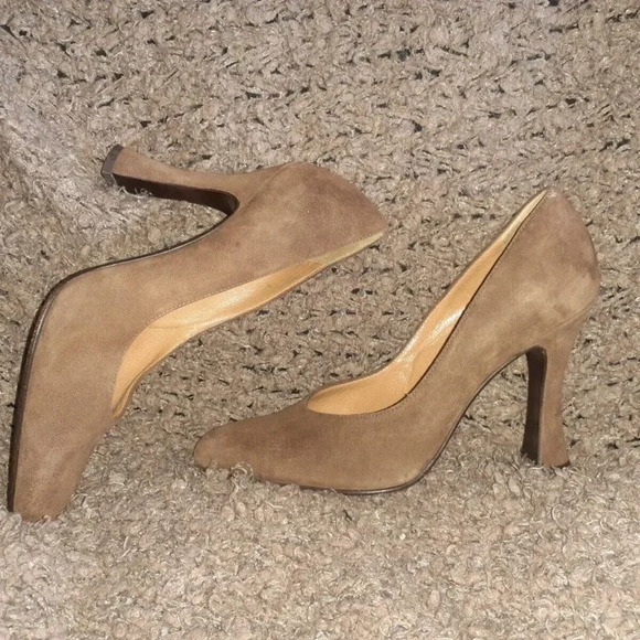 CASADEI-Mid-Brown Suede Classic Pumps-Spool Heels-Size 6.5-Excellent - Picture 1 of 7